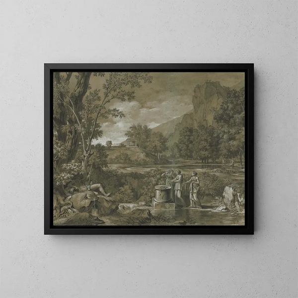 Landskapsklassiker - Pierre-Henri de Valenciennes — inramlat konstverk på väggen