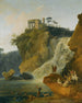 Les cascades de Tivoli med figurer som vilar och jagar - Pierre-Jacques Volaire — vy av konstverket