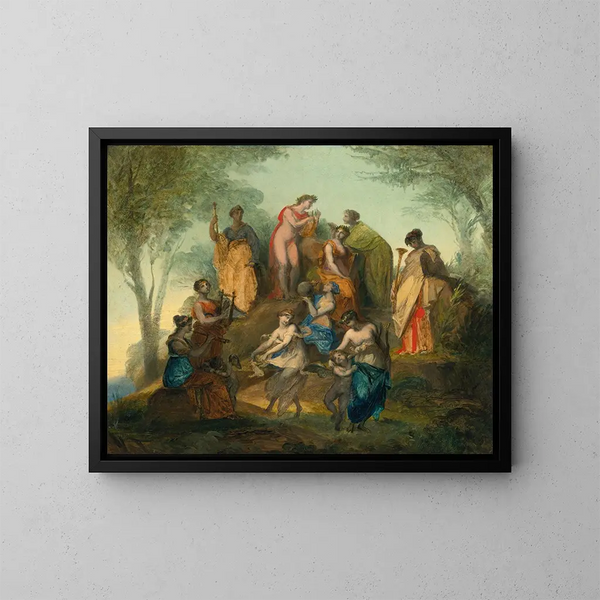 Apollon och de nio musorna på berget Parnassus - Pierre-Paul Prud'hon — inramlat konstverk på väggen