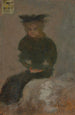 en sittande kvinna med svart hatt - Pierre Bonnard — vy av konstverket