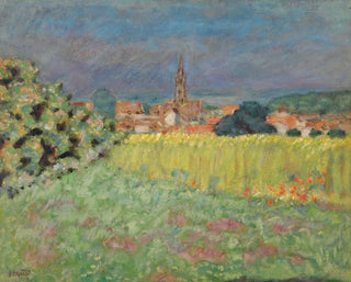 Le Champ de blé devant l'église - Pierre Bonnard — vy av konstverket