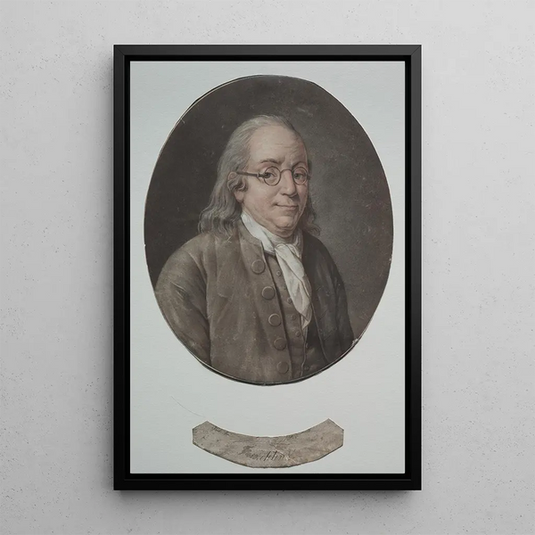 Benjamin Franklin - Pierre Michel Alix — inramlat konstverk på väggen