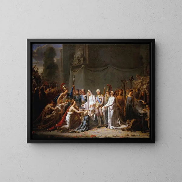 Allégorie de l'entrée de Louis XVIII à Paris le 3 mai 1814 - Pierre Nicolas Legrand — inramlat konstverk på väggen