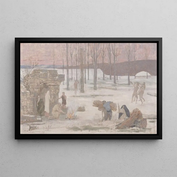 L vinter, skiss för Hôtel de Ville i Paris - Pierre Puvis de Chavannes — inramlat konstverk på väggen