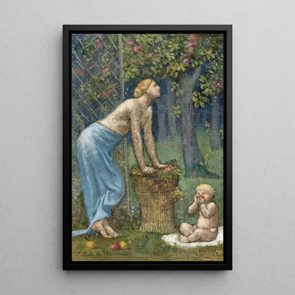 Skörd av äpplen - Pierre Puvis de Chavannes — inramlat konstverk på väggen