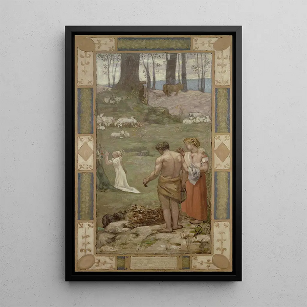 Sainte Geneviève barn i bön - Pierre Puvis de Chavannes — inramlat konstverk på väggen