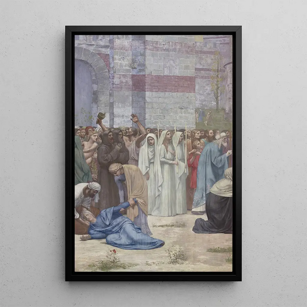 Sainte Geneviève som försörjer Paris belägrat - Pierre Puvis de Chavannes — inramlat konstverk på väggen