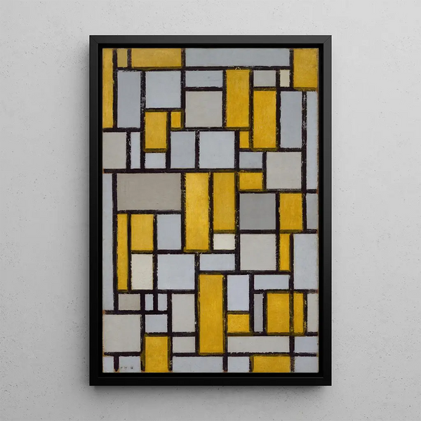 Composition avec grille 1 - Piet Mondrian — inramlat konstverk på väggen