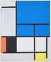 Komposition med ett stort blått, rött, svart, gult och grått flygplan - Piet Mondrian — vy av konstverket