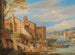 Le port de Ripa Grande à Rome avec des marchands en conversation - Pieter Bout — vy av konstverket