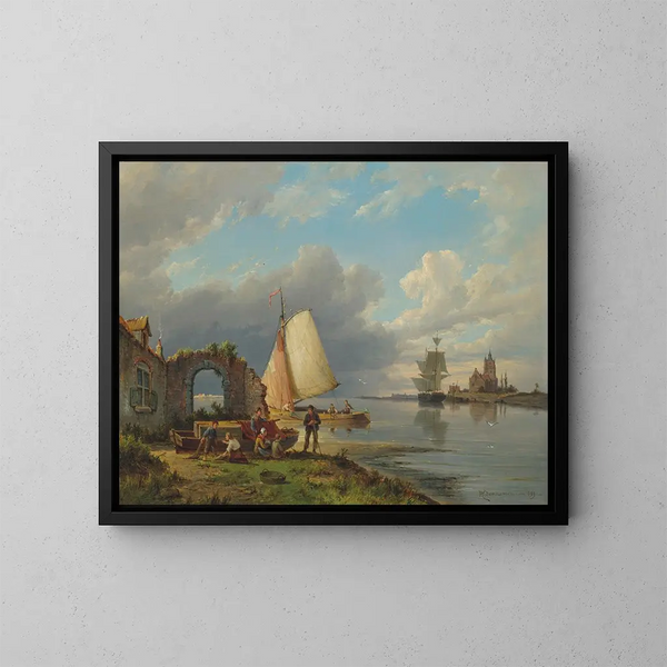på Spaarne i Haarlem - Pieter Christian Dommersen — inramlat konstverk på väggen