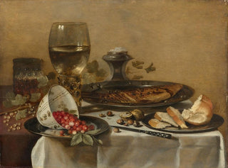 Pieter Claesz - Still Life With Roemer Smoked Herring Walnuts White Currants And Wild Strawberries.webp