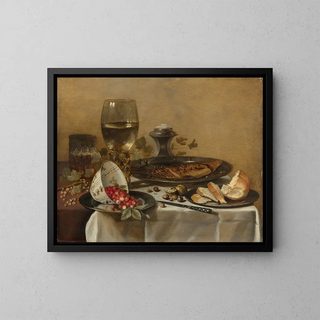 Pieter Claesz - Still Life With Roemer Smoked Herring Walnuts White Currants And Wild Strawberries.webp