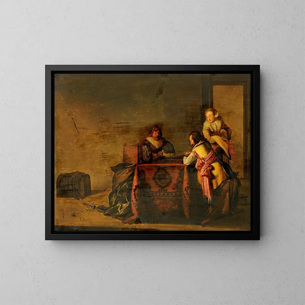 Spelare i Tric Trac - Pieter Codde — inramlat konstverk på väggen