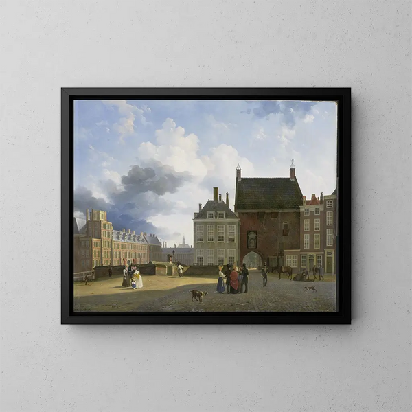 La Porte de la Prison et la Plaats à La Haye - Pieter Daniel van der Burgh — inramlat konstverk på väggen