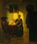 Ett par som spelar kort med en tjänare - Pieter de Hooch — vy av konstverket