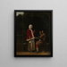En kvinna och två män i en lusthus - Pieter de Hooch — inramlat konstverk på väggen