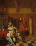 Bäraren av dåliga nyheter - Pieter de Hooch — vy av konstverket