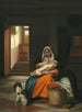 moderskap som ammar sitt barn - Pieter de Hooch — vy av konstverket
