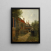 kvinna med en korg bönor i en köksträdgård - Pieter de Hooch — inramlat konstverk på väggen
