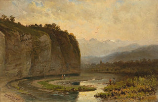 Pieter Franciscus Peters - Scene of the Inntal near Pfunds in Tyrol.webp