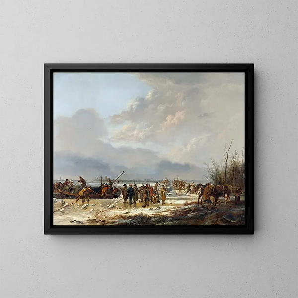 Briser la glace sur le Karnemelksloot à Naarden, januari 1814 - Pieter Gerardus van Os — inramlat konstverk på väggen