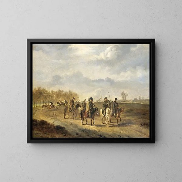 Cosaques på en landsväg nära Bergen, i Nordholland, 1813 - Pieter Gerardus van Os — inramlat konstverk på väggen
