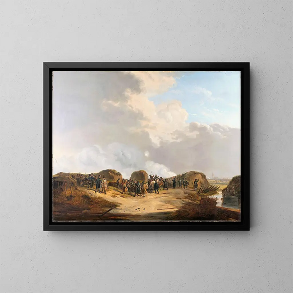 den halvmåne som byggdes under belägringen av Naarden, april 1814 - Pieter Gerardus van Os — inramlat konstverk på väggen