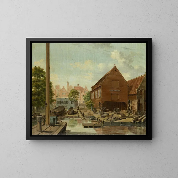 hamnbygget DHollandsche Tuin på Bickers Eiland i Amsterdam - Pieter Godfried Bertichen — inramlat konstverk på väggen