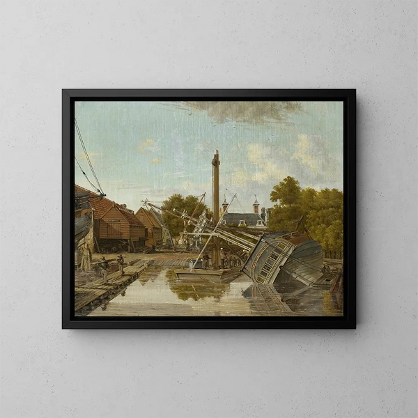 Le chantier naval de Saint-Jacques Bickers Eiland Amsterdam - Pieter Godfried Bertichen — inramlat konstverk på väggen