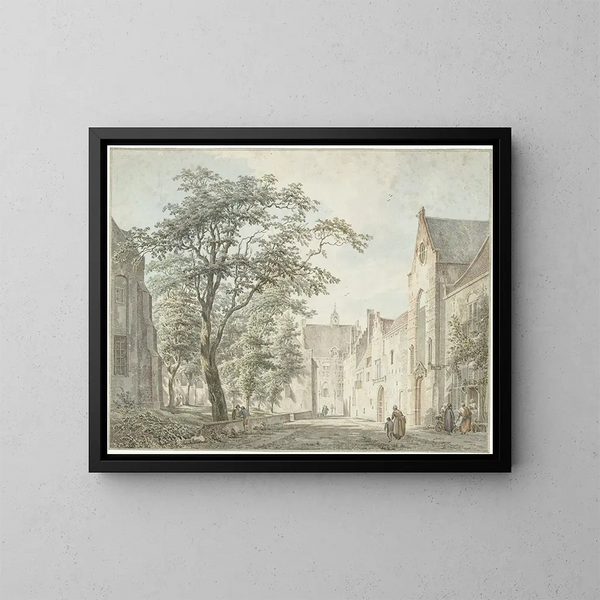 Vy över staden Montfoort - Pieter Jan van Liender — inramlat konstverk på väggen