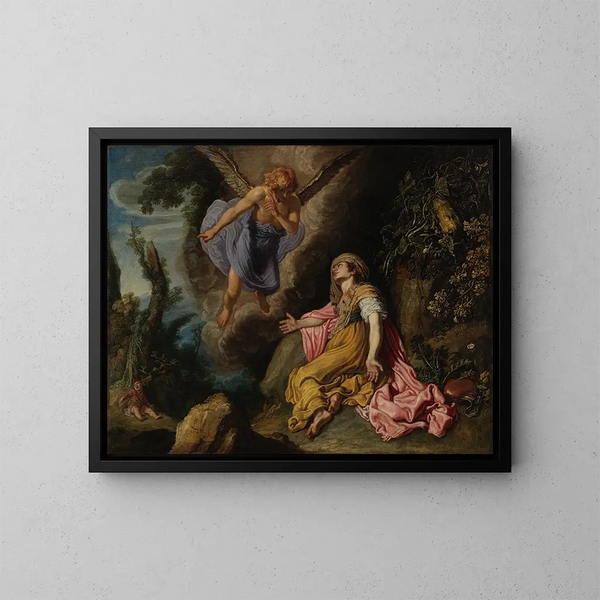 Hagar och ängeln - Pieter Lastman — inramlat konstverk på väggen