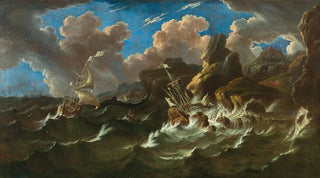Pieter Mulier the Elder - A sea at storm with ships.webp