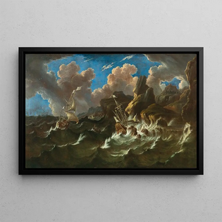 Pieter Mulier the Elder - A sea at storm with ships.webp