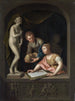 En flicka tecknar och en pojke vid en Venus-statue - Pieter van der Werff — vy av konstverket
