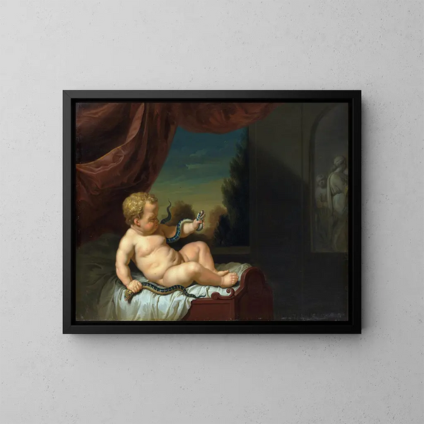 Hercule barn med en orm - Pieter van der Werff — inramlat konstverk på väggen