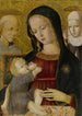 Vierge à l'Enfant med Saint Bernardin och Sainte Catherine de Sienne - Pietro di Domenico — inramlat konstverk på väggen