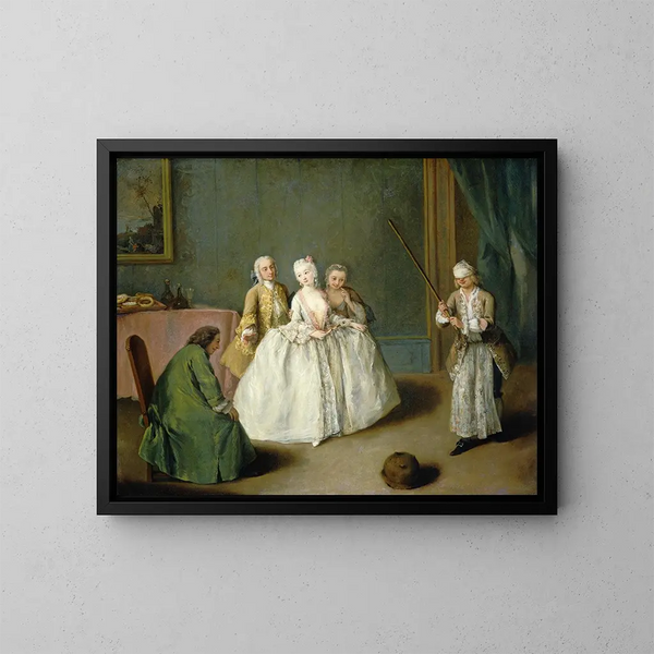 Le Jeu du Pot de Cuisine - Pietro Longhi — inramlat konstverk på väggen