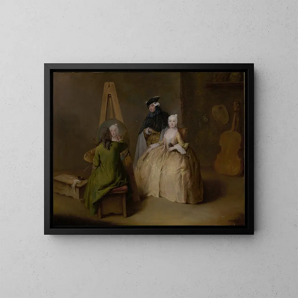 Le peintre dans son atelier - Pietro Longhi — inramlat konstverk på väggen