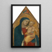 Vierge à l'Enfant med den välsignande Kristus - Pietro Lorenzetti — inramlat konstverk på väggen