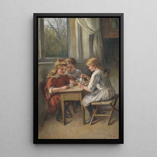 Pietronella Peters - Kaffeeklatsch Drei Mdchen beim Kinderkaffee.webp