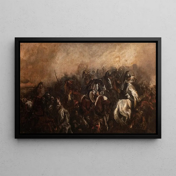 La Bataille de Mojaïsk - Piotr Michałowski — inramlat konstverk på väggen