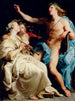 Apollon och de två musorna - Pompeo Batoni — vy av konstverket