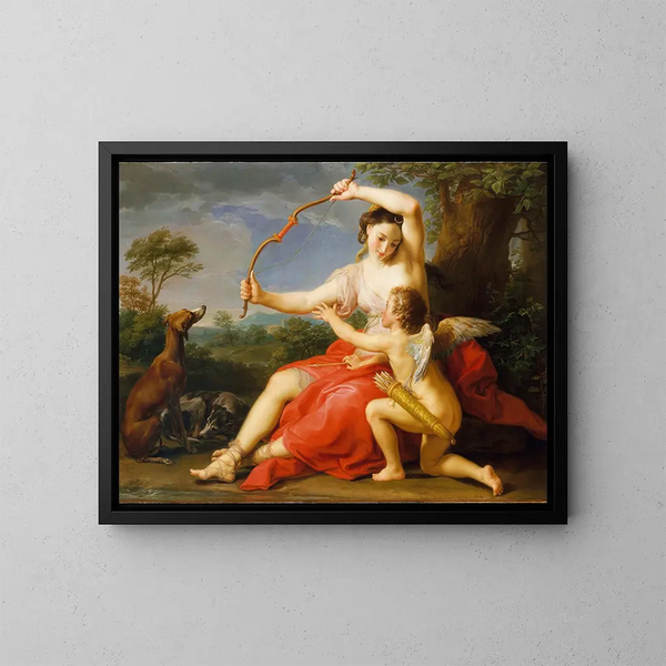 Diane och Cupidon - Pompeo Batoni — inramlat konstverk på väggen