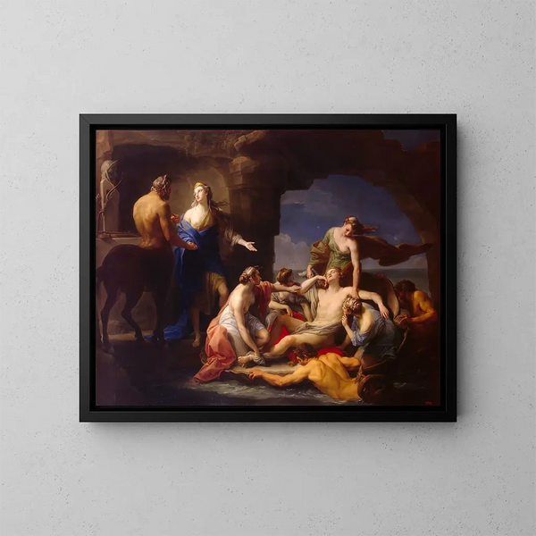 Thétis tar bort Achilleus från centauren Chiron - Pompeo Batoni — inramlat konstverk på väggen