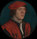 porträtt av en man i röd mössa - Hans Holbein den yngre — vy av konstverket