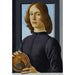 Reproduktion av målningen porträtt av en ung man som håller ett medallion - Sandro Botticelli