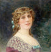 porträtt av Gabrielle Robinne, medlem av Comédie-Française i rollen som Elmire i Tartuffe - Louis Édouard Fournier — vy av konstverket