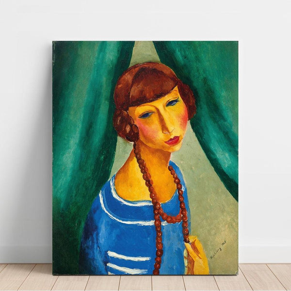 Reproduktion av målningen av porträtt av Marguerite Gros, syster till fru Renée Kisling - Moïse Kisling