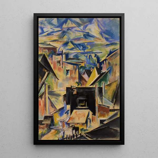 La maison noire - Preston Dickinson — inramlat konstverk på väggen